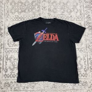 The Legend of Zelda T Shirt Ocarina of Time Graphic Black Video Game N64 Size XL